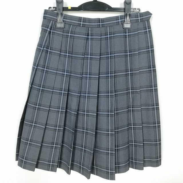 スクールスカート 冬物 w69-丈57 チェック 中学 高校 プリーツ 学生服 制服 女子 中古 HK2617