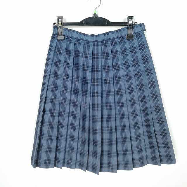 スクールスカート 夏物 w66-丈56 チェック 中学 高校 プリーツ 学生服 制服 女子 中古 HK2691