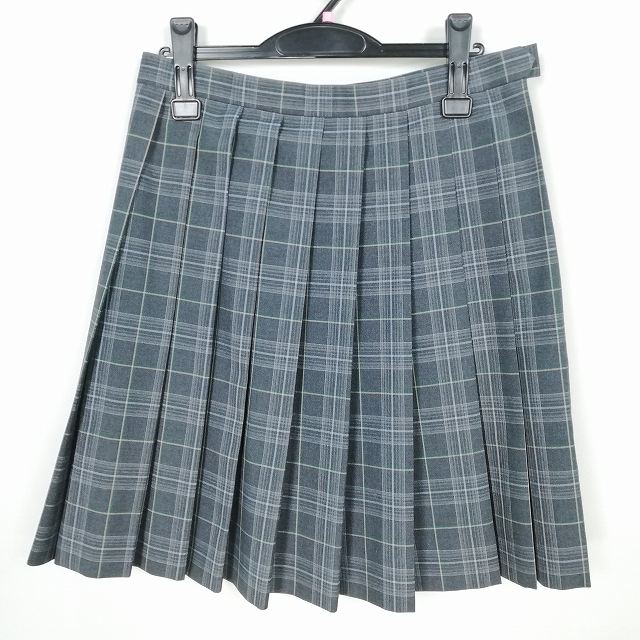 スクールスカート 大きいサイズ 夏物 w72-丈53 チェック 中学 高校 プリーツ 学生服 制服 女子 中古 HK2701