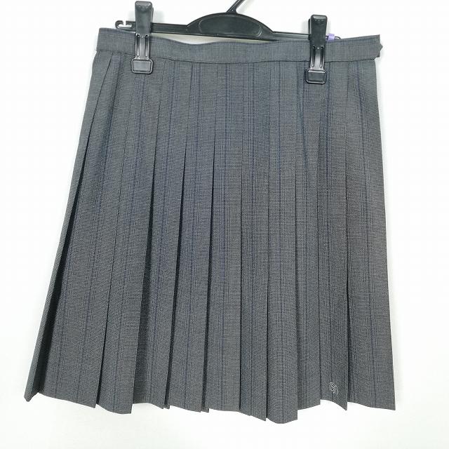 スクールスカート 大きいサイズ 夏物 w75-丈54 ストライプ 中学 高校 プリーツ 学生服 制服 女子 中古 HK2707