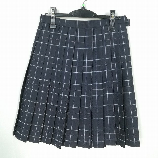 スクールスカート 冬物 w66-丈57 チェック 中学 高校 プリーツ 学生服 制服 女子 中古 HK2724