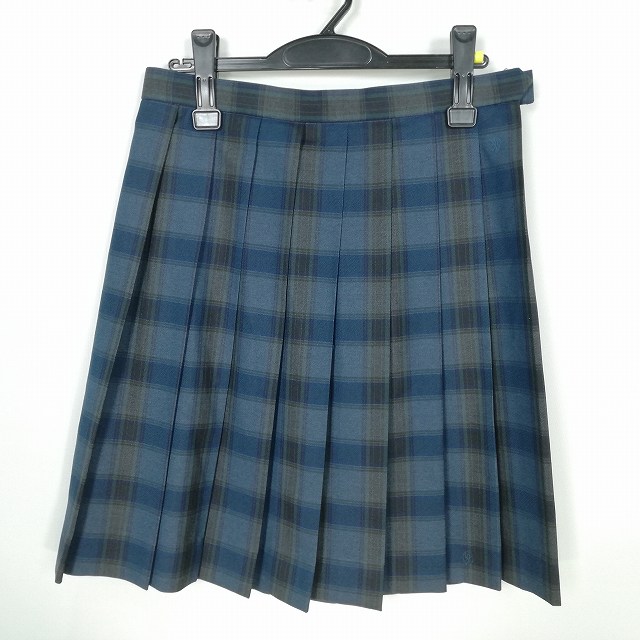 スクールスカート 冬物 w69-丈54 チェック 埼玉入間向陽高校 プリーツ 学生服 制服 女子 中古 HK2725