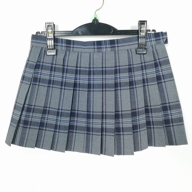 スクールスカート 夏物 w66-丈31 チェック 中学 高校 マイクロミニ プリーツ 学生服 制服 女子 中古 HK2819