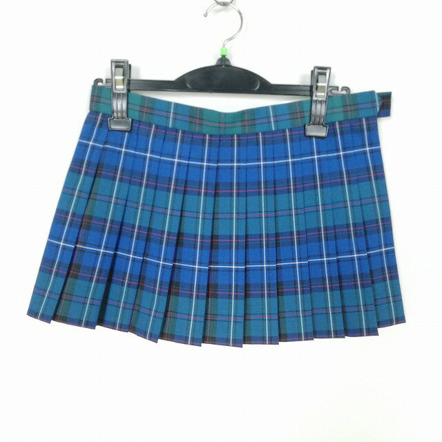 スクールスカート 夏物 w66-丈30 チェック ヒューマンキャンパス高校 マイクロミニ プリーツ 学生服 制服 女子 中古 HK2822