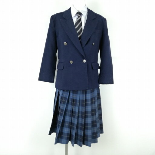 ブレザー チェックスカート ネクタイ 上下4点セット 冬物 女子 学生服 東京武蔵野北高校 紺 制服 中古 ランクC NA6431 ブレザー チェックスカート ネクタイ 上下4点セット 冬物 女子 学生服 東京武蔵野北高校 紺 制服 中古 ランクC NA6431
