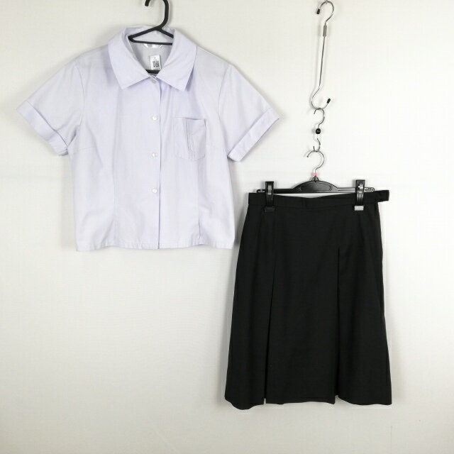 ブラウス スカート 上下2点セット LL 大きいサイズ 夏物 女子 学生服 中学 高校 白 制服 中古 ランクC NA8863