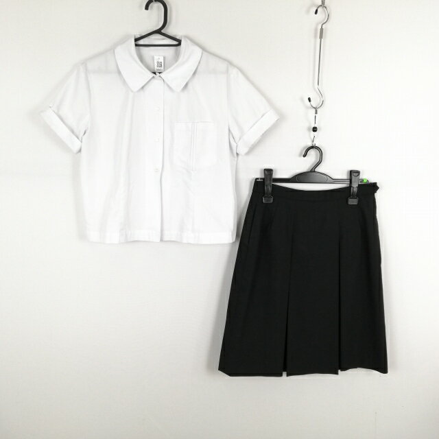 ブラウス スカート 上下2点セット 170 大きいサイズ 夏物 女子 学生服 中学 高校 白 制服 中古 ランクC NA8873