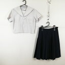 セーラー服 スカート 上下2点セット 夏物 白3本線 女子 学生服 中学 高校 白 制服 中古 ランクC NA8885