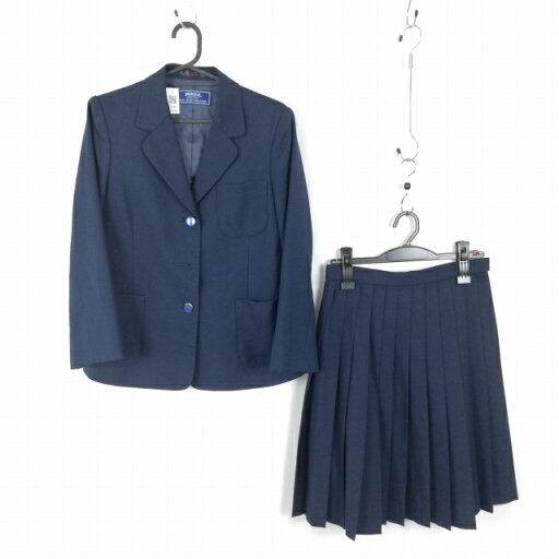 ブレザー スカート 上下2点セット 155A 冬物 女子 学生服 中学 高校 紺 制服 中古 ランクC EY1803 ブレザー スカート 上下2点セット 155A 冬物 女子 学生服 中学 高校 紺 制服 中古 ランクC EY1803