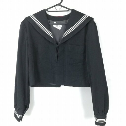 セーラー服 上着 大きいサイズ 冬物 白3本線 女子 学生服 静岡大仁高校 黒 制服 中古 ランクC EY1810 セーラー服 上着 大きいサイズ 冬物 白3本線 女子 学生服 静岡大仁高校 黒 制服 中古 ランクC EY1810
