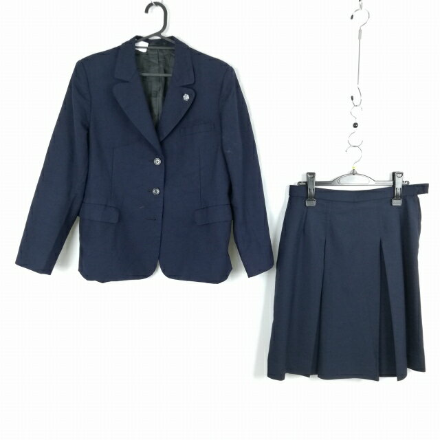 ブレザー スカート 上下2点セット 冬物 女子 学生服 中学 高校 紺 制服 中古 ランクC EY1818
