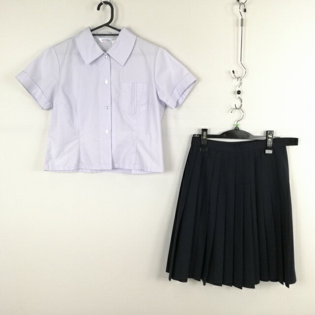 ブラウス スカート 上下2点セット L 大きいサイズ 夏物 女子 学生服 中学 高校 白 制服 中古 ランクC EY1839