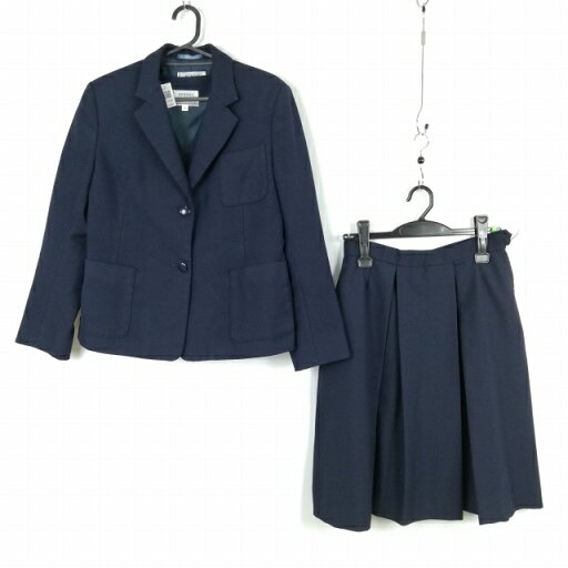 ブレザー ベスト スカート 上下3点セット 冬物 女子 学生服 中学 高校 紺 制服 中古 ランクC EY1848 ブレザー ベスト スカート 上下3点セット 冬物 女子 学生服 中学 高校 紺 制服 中古 ランクC EY1848