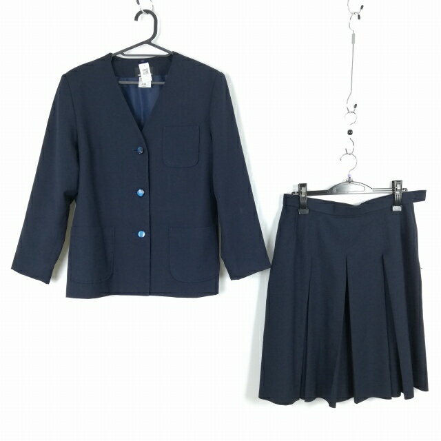 イートン スカート 上下2点セット 170 大きいサイズ 冬物 女子 学生服 中学 高校 紺 制服 中古 ランクC EY1851