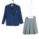 ブレザー スカート 上下2点セット 冬物 女子 学生服 中学 高校 花紺 制服 中古 ランクC EY1852