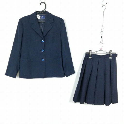 ブレザー スカート 上下2点セット 165AL 冬物 女子 学生服 中学 高校 紺 制服 中古 ランクC EY1854 ブレザー スカート 上下2点セット 165AL 冬物 女子 学生服 中学 高校 紺 制服 中古 ランクC EY1854