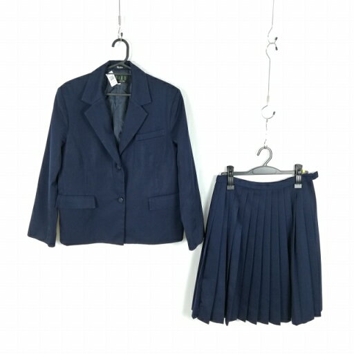 ブレザー スカート 上下2点セット 大きいサイズ 冬物 女子 学生服 中学 高校 紺 制服 中古 ランクC EY6294 ブレザー スカート 上下2点セット 大きいサイズ 冬物 女子 学生服 中学 高校 紺 制服 中古 ランクC EY6294