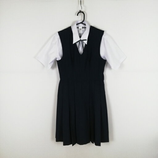 ジャンパースカート 紐タイ バスト86 ウエスト74 夏物 女子 学生服 中学 高校 紺 制服 中古 ランクC EY6300 ジャンパースカート 紐タイ バスト86 ウエスト74 夏物 女子 学生服 中学 高校 紺 制服 中古 ランクC EY6300