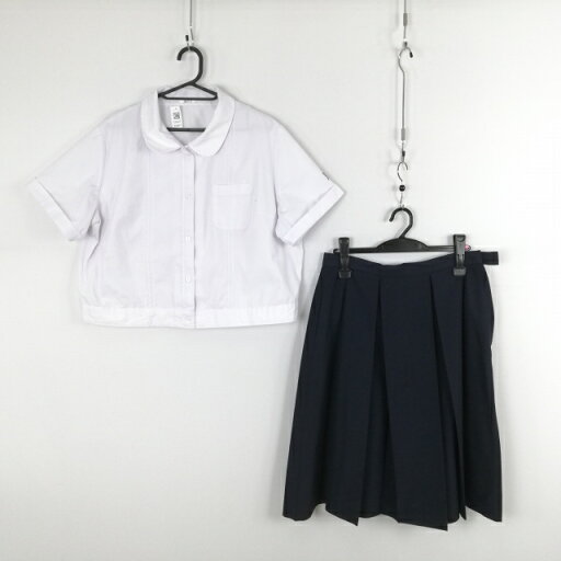 ブラウス スカート 上下2点セット 大きいサイズ 特大 富士ヨット 夏物 女子 学生服 中学 高校 白 制服 中古 ランクC EY6917 ブラウス スカート 上下2点セット 大きいサイズ 特大 富士ヨット 夏物 女子 学生服 中学 高校 白 制服 中古 ランクC EY6917