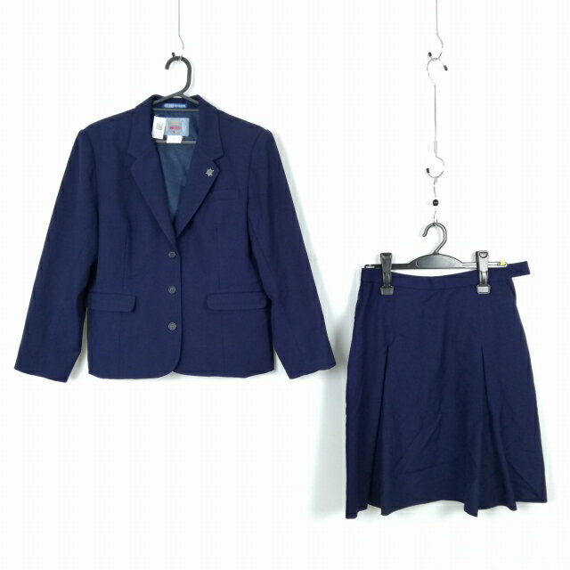 ブレザー スカート 上下2点セット 大きいサイズ 指定 冬物 女子 学生服 大阪守口東高校 紺 制服 中古 ランクB EY7960