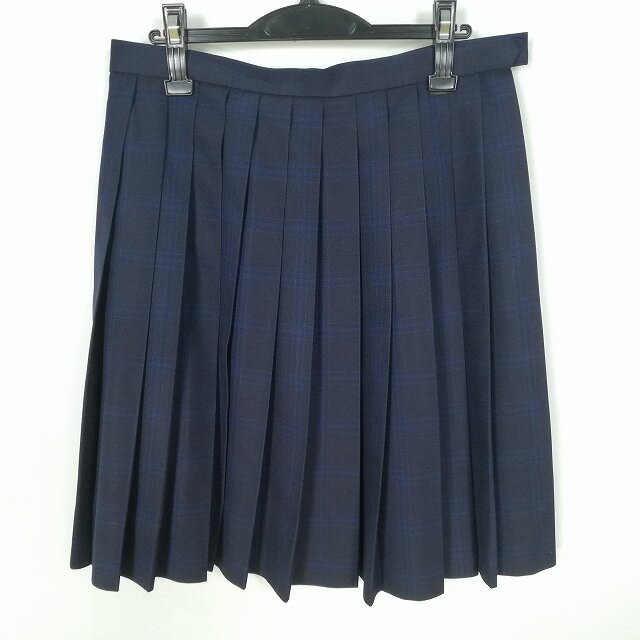 スクールスカート 大きいサイズ 冬物 w78-丈56 チェック 中学 高校 プリーツ 学生服 制服 女子 中古 HK2771