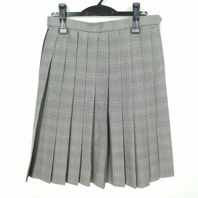 スクールスカート 冬物 w66-丈59 チェック 中学 高校 プリーツ 学生服 制服 女子 中古 HK2788