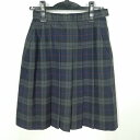 スクールスカート 冬物 w56-丈55 チェック 中学 高校 プリーツ 学生服 制服 女子 中古 HK2802
