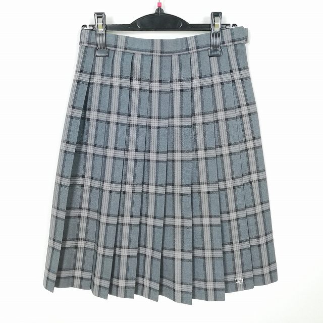スクールスカート 冬物 w63-丈58 チェック 東京立川第四中学 プリーツ 学生服 制服 女子 中古 HK2809
