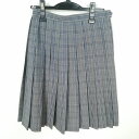 スクールスカート 夏物 w60-丈56 チェック 中学 高校 プリーツ 学生服 制服 女子 中古 HK2815