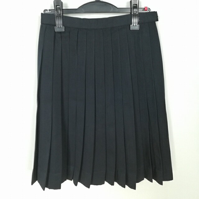 スクールスカート 冬物 w63-丈56 黒 中学 高校 プリーツ 学生服 制服 女子 中古 HK2867