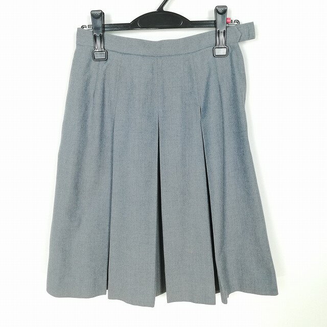 スクールスカート 冬物 w63-丈57 グレー 中学 高校 プリーツ 学生服 制服 女子 中古 HK2896