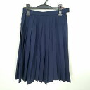 スクールスカート 夏物 w63-丈59 紺 中学 高校 プリーツ 学生服 制服 女子 中古 HK9552
