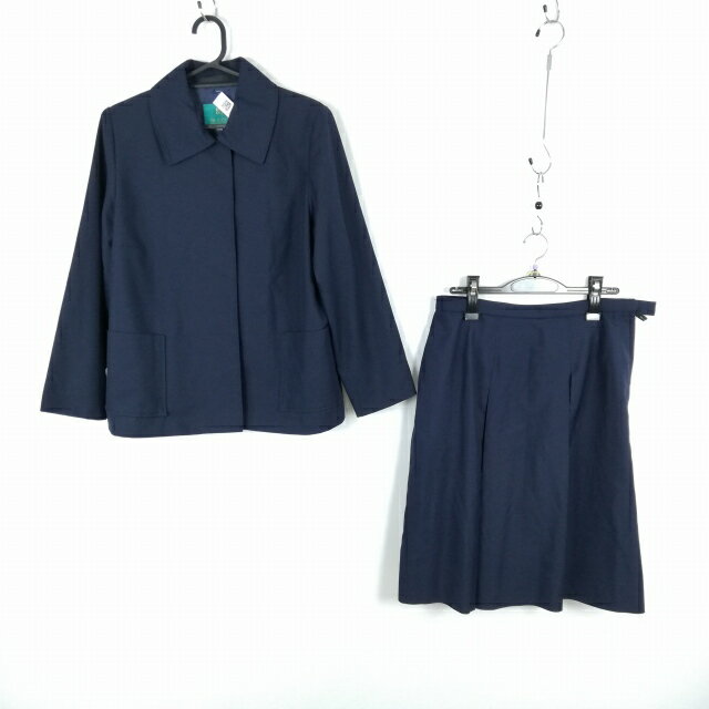 ジャケット スカート 上下2点セット 大きいサイズ 冬物 女子 学生服 中学 高校 紺 制服 中古 ランクC NA8896