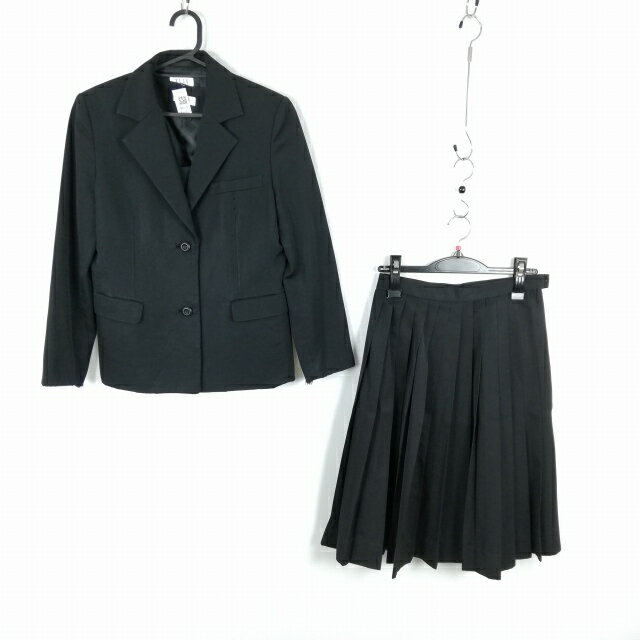 ブレザー ベスト スカート 上下3点セット 160A ELLE 冬物 女子 学生服 中学 高校 黒 制服 中古 ランクC NA8900