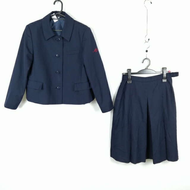 ジャケット スカート 上下2点セット 冬物 女子 学生服 宮崎商業高校 紺 制服 中古 ランクC NA8964