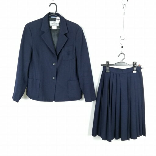 ブレザー スカート 上下2点セット 冬物 女子 学生服 兵庫北条高校 紺 制服 中古 ランクC NA9094 ブレザー スカート 上下2点セット 冬物 女子 学生服 兵庫北条高校 紺 制服 中古 ランクC NA9094