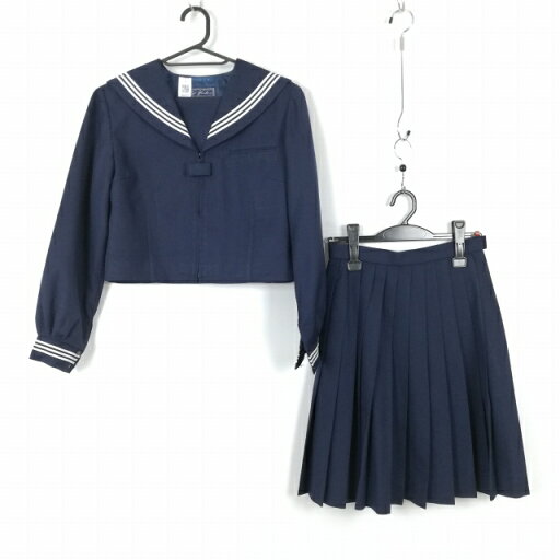 セーラー服 スカート 上下2点セット 富士ヨット 冬物 白3本線 女子 学生服 中学 高校 紺 制服 中古 ランクC NA6026 セーラー服 スカート 上下2点セット 富士ヨット 冬物 白3本線 女子 学生服 中学 高校 紺 制服 中古 ランクC NA6026