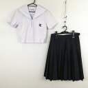 セーラー服 スカート 上下2点セット 夏物 白3本線 女子 学生服 兵庫姫路花田中学 白 制服 中古 ランクC EY1974
