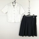 ブラウス スカート 上下2点セット L 富士ヨット 夏物 女子 学生服 兵庫福崎高校 白 制服 中古 ランクC EY1977