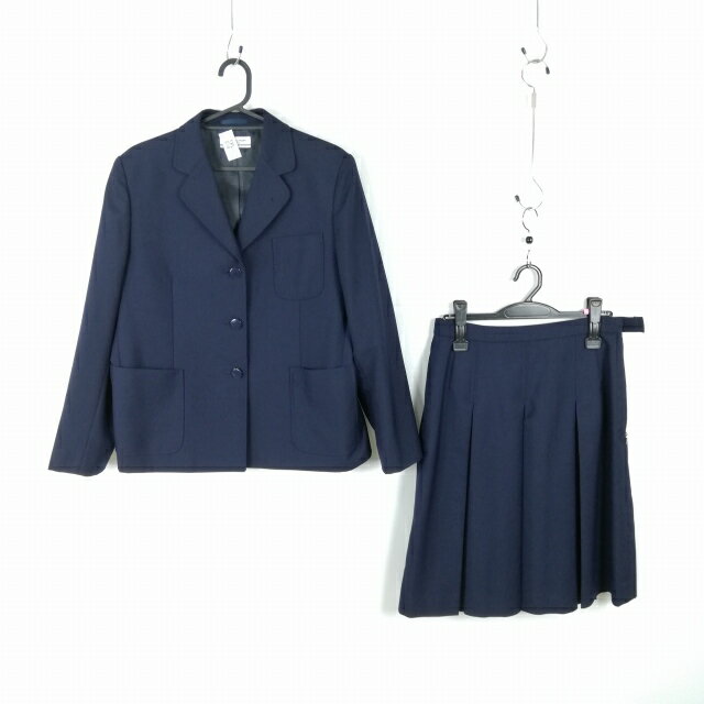 ブレザー スカート 上下2点セット 165B 大きいサイズ オリーブデオリーブ 冬物 女子 学生服 中学 高校 紺 制服 中古 ランクB EY3798