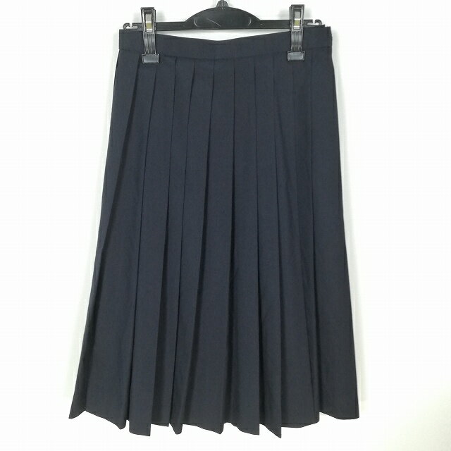 スクールスカート 夏物 w63-丈68 黒 中学 高校 プリーツ 学生服 制服 女子 中古 HK2900