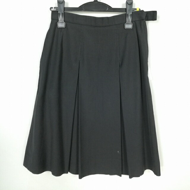 スクールスカート 夏物 w69-丈59 黒 中学 高校 プリーツ 学生服 制服 女子 中古 HK2944