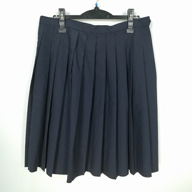 スクールスカート 大きいサイズ 夏物 w78-丈59 紺 中学 高校 プリーツ 学生服 制服 女子 中古 HK2946