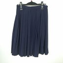 スクールスカート 夏物 w63-丈58 紺 静岡英和女学院中学高校 プリーツ 学生服 制服 女子 中古 HK2951