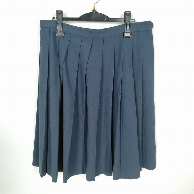 スクールスカート 大きいサイズ 冬物 w80-丈61 グレー 中学 高校 プリーツ 学生服 制服 女子 中古 HK2972