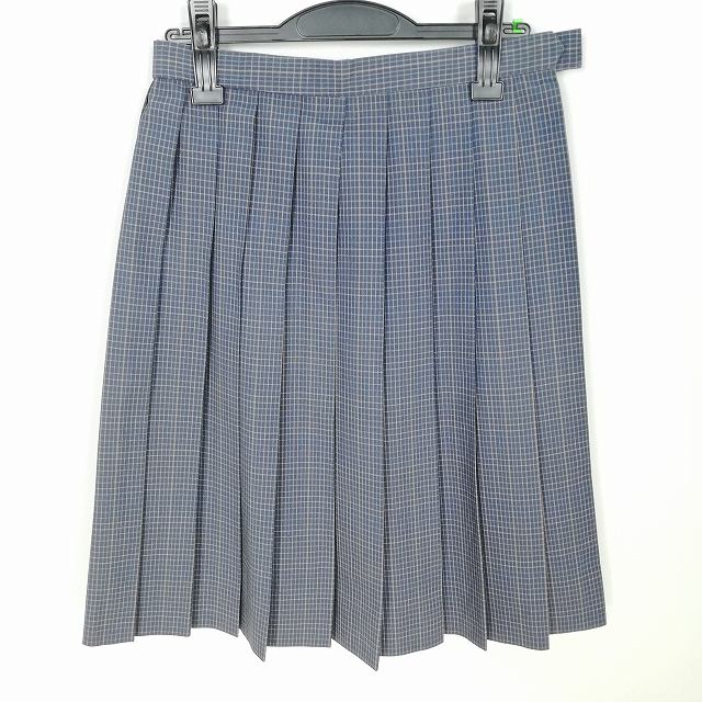 スクールスカート 夏物 w66-丈60 チェック 中学 高校 プリーツ 学生服 制服 女子 中古 HK3009