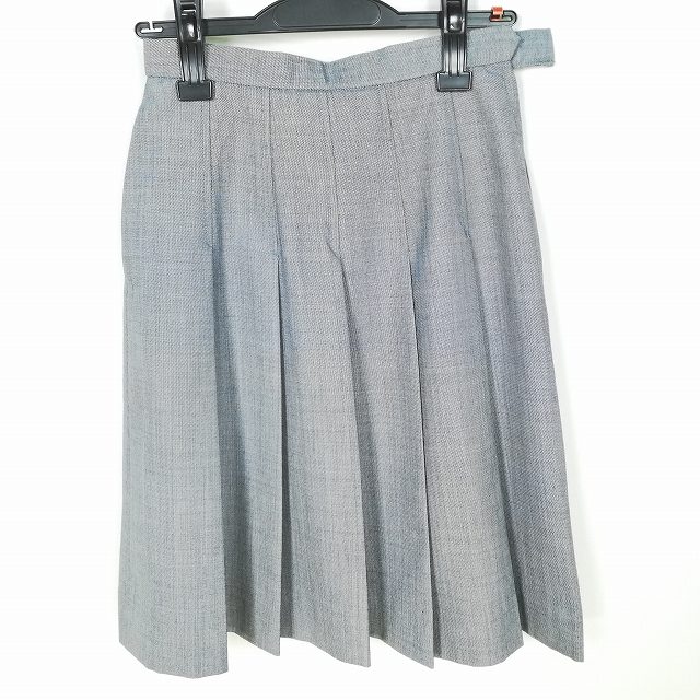 スクールスカート 夏物 w60-丈55 グレー 中学 高校 プリーツ 学生服 制服 女子 中古 HK3018