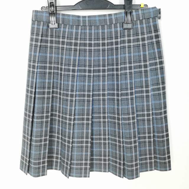 スクールスカート 夏物 w69-丈54 チェック 中学 高校 プリーツ 学生服 制服 女子 中古 HK3036