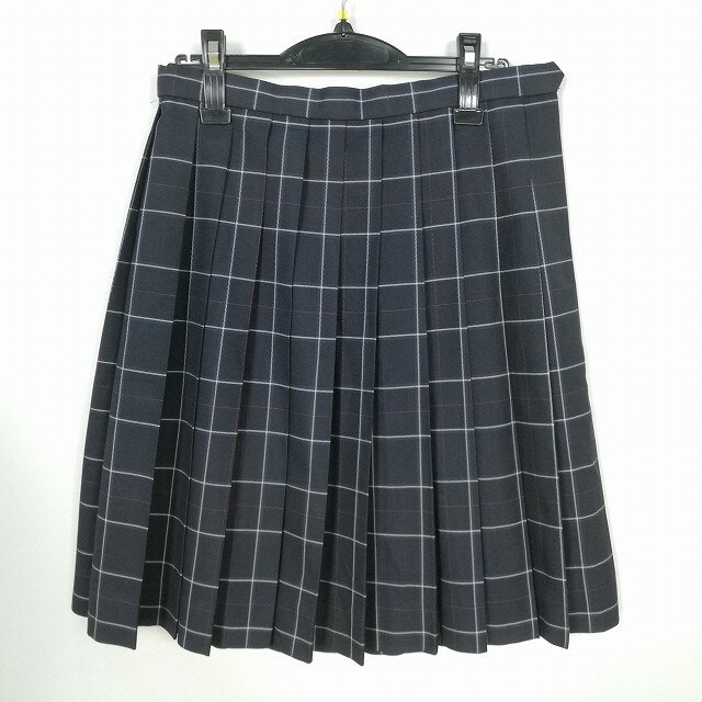 スクールスカート 冬物 w69-丈57 チェック 中学 高校 プリーツ 学生服 制服 女子 中古 HK3074