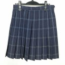 スクールスカート 冬物 w63-丈51 チェック 中学 高校 プリーツ 学生服 制服 女子 中古 HK3113
